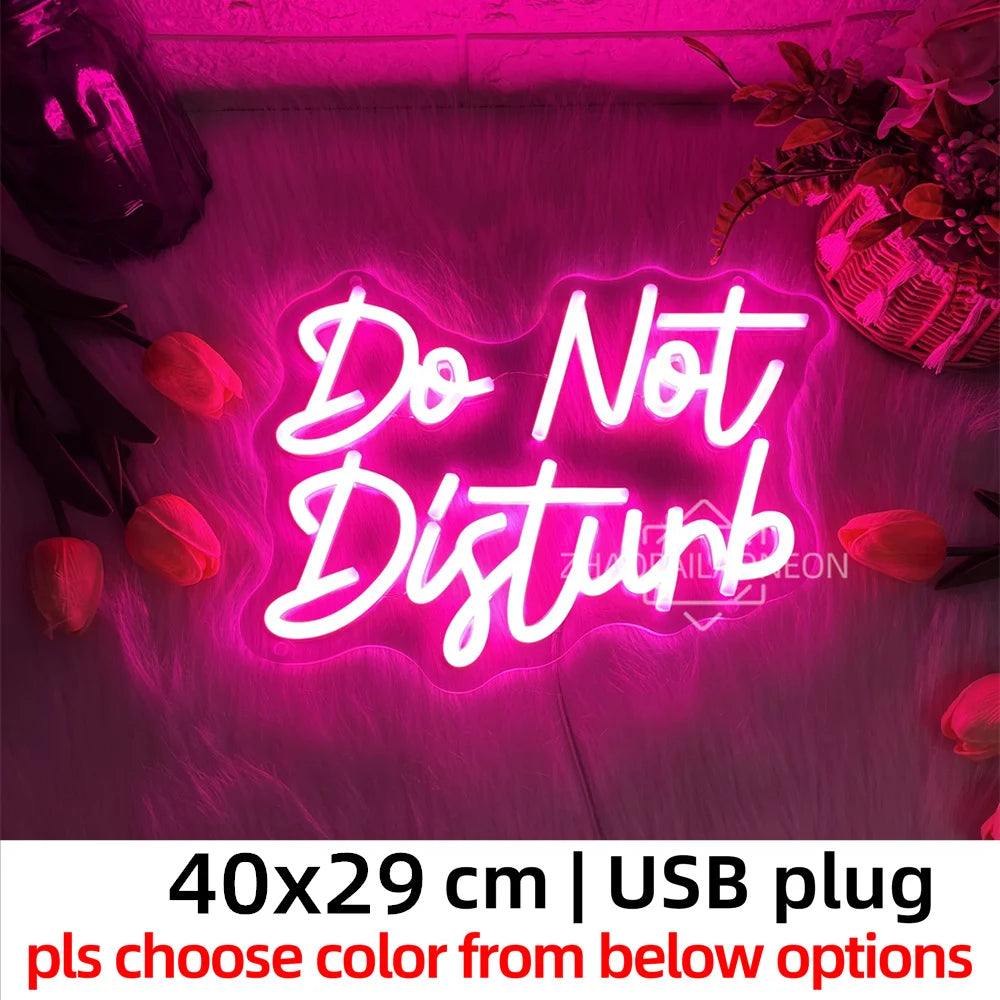 Do Not Disturb Neon Led Signs Wall Hanging Home Bedroom Decoration LED Neon Lights USB Bookstore Cafe Decor Business Signs